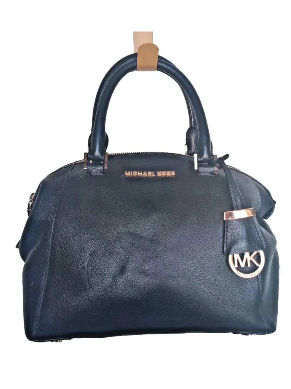 MICHAEL KORS Riley Black Leather Satchel Purse Shoulder Handbag